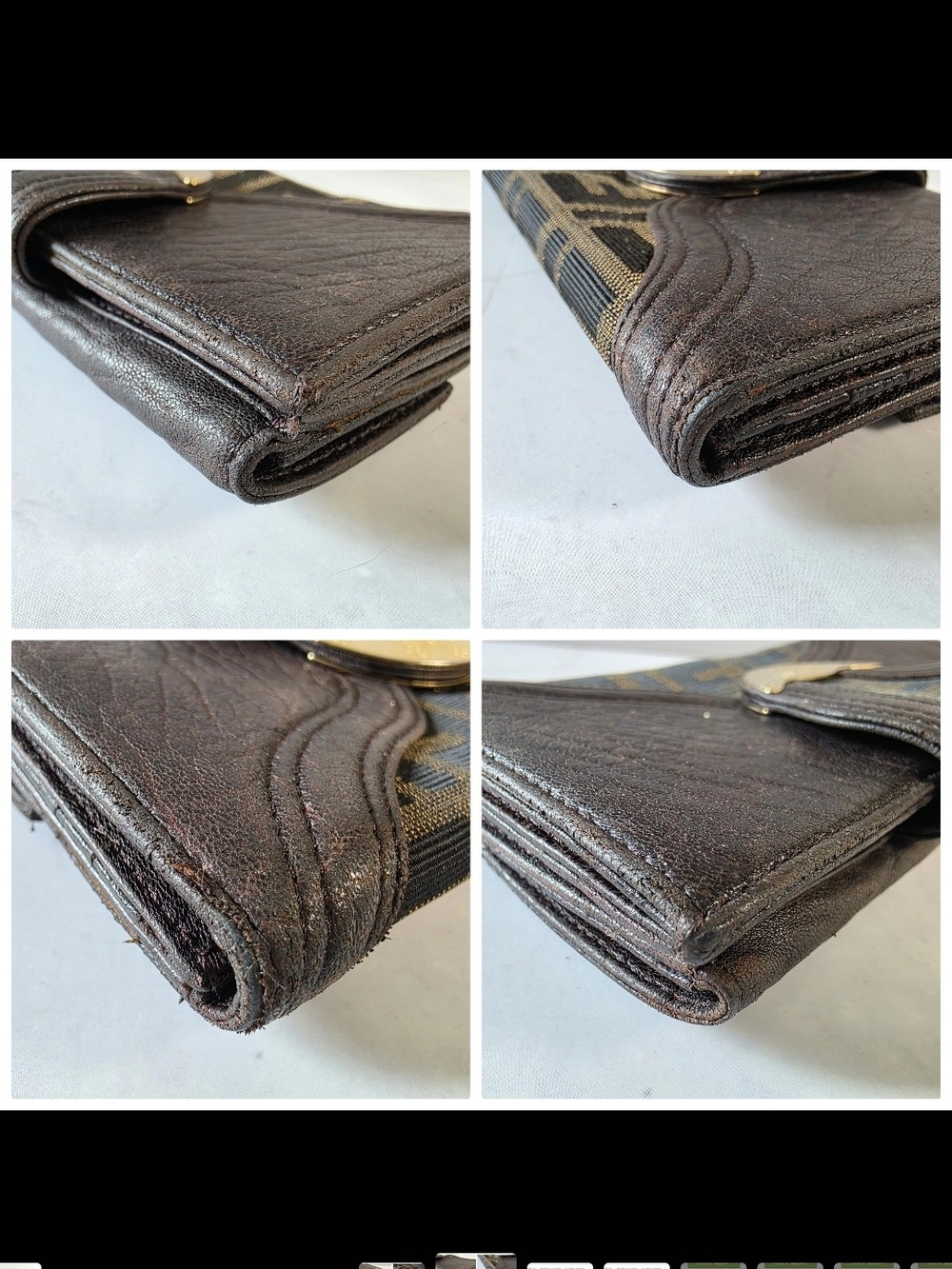 Vintage Fendi Zucca Long Wallet Crescent Clasp + Entrupy COA + Box - Picture 6 of 8